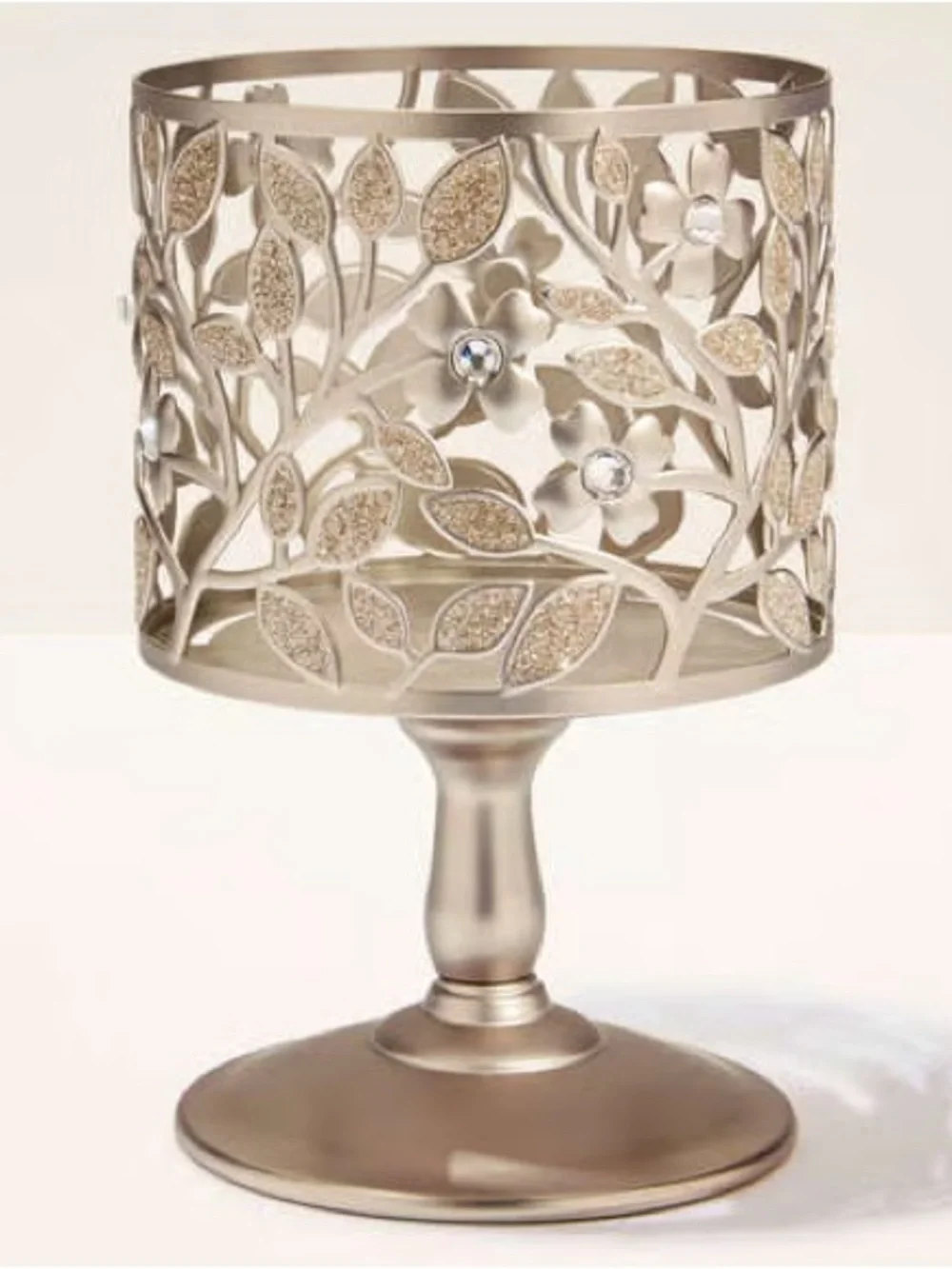 Bath & Body Works Silver Dogwood Candle Pedestal &Bejeweled Silver Candle Holder - Picture 5 of 15